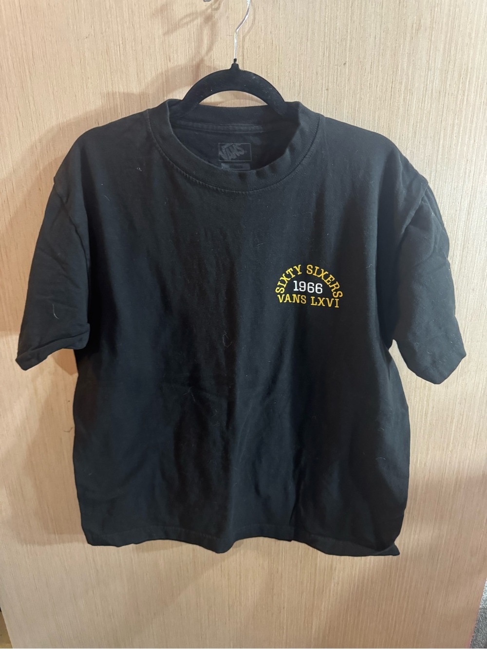 Vans Black Tee with Yellow 'Sixty Sixers 1966' Chest Graphic Size Medium